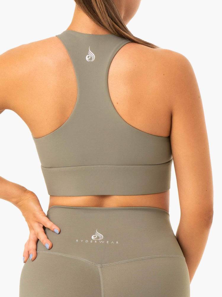 Ryderwear Women Sports Bra Base Racer Back Women's Sports Bra Khaki | CA1639RW