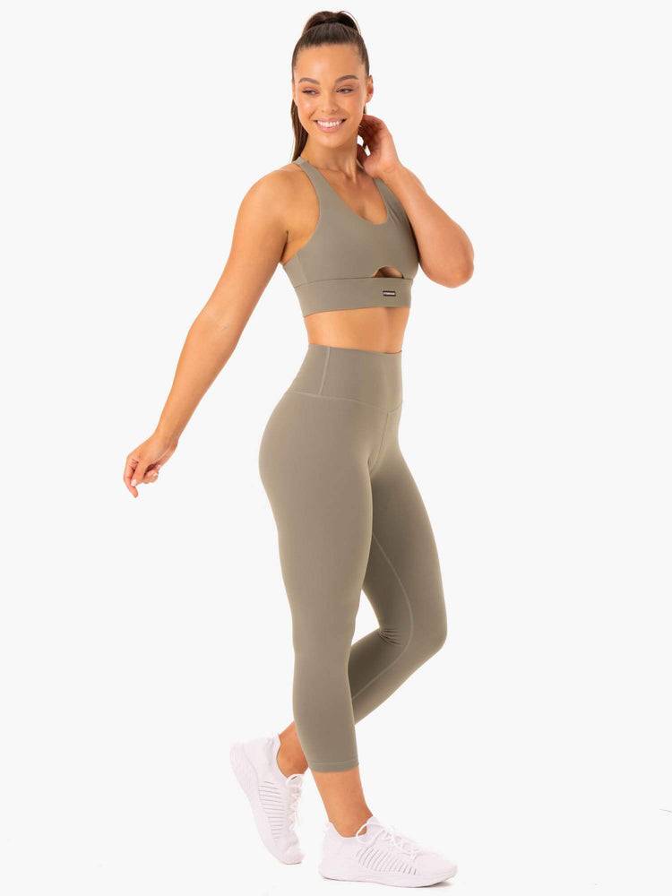 Ryderwear Women Sports Bra Base Racer Back Women's Sports Bra Khaki | CA1639RW