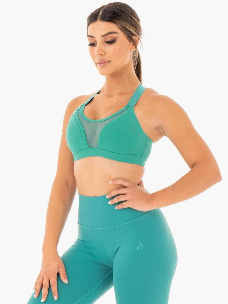 Ryderwear Women Sports Bra Collide Mesh Contour Women's Sports Bra Turquoise | CA1780GL