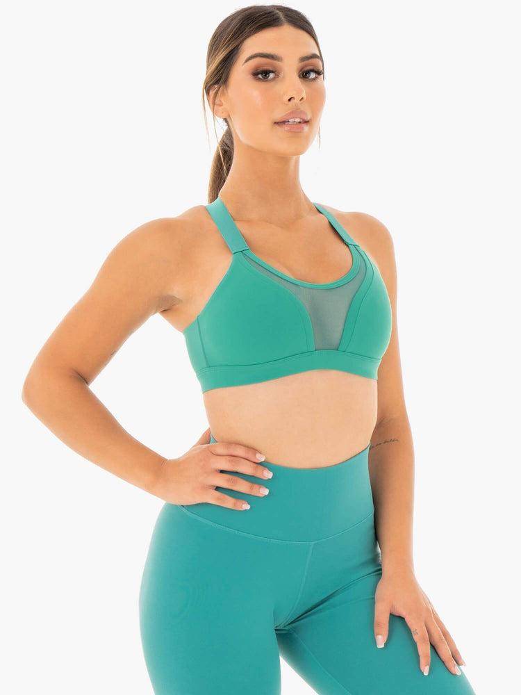 Ryderwear Women Sports Bra Collide Mesh Contour Women's Sports Bra Turquoise | CA1780GL