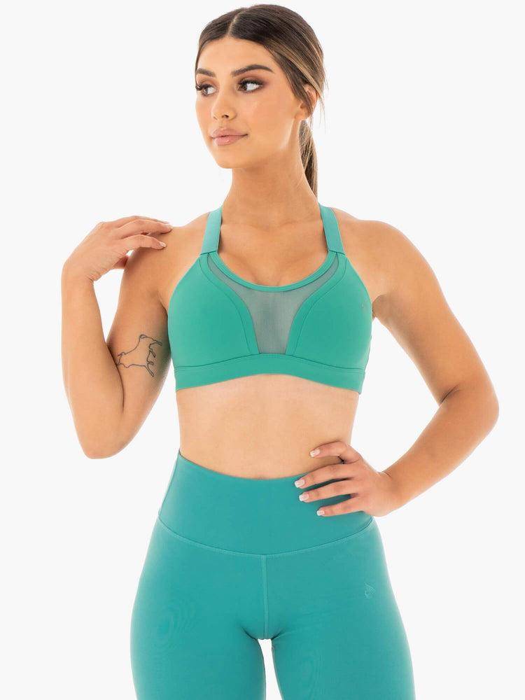 Ryderwear Women Sports Bra Collide Mesh Contour Women\'s Sports Bra Turquoise | CA1780GL