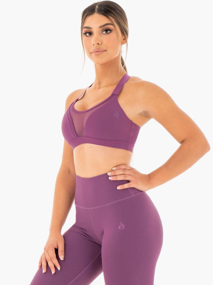 Ryderwear Women Sports Bra Collide Mesh Contour Women's Sports Bra Purple | CA1838XF