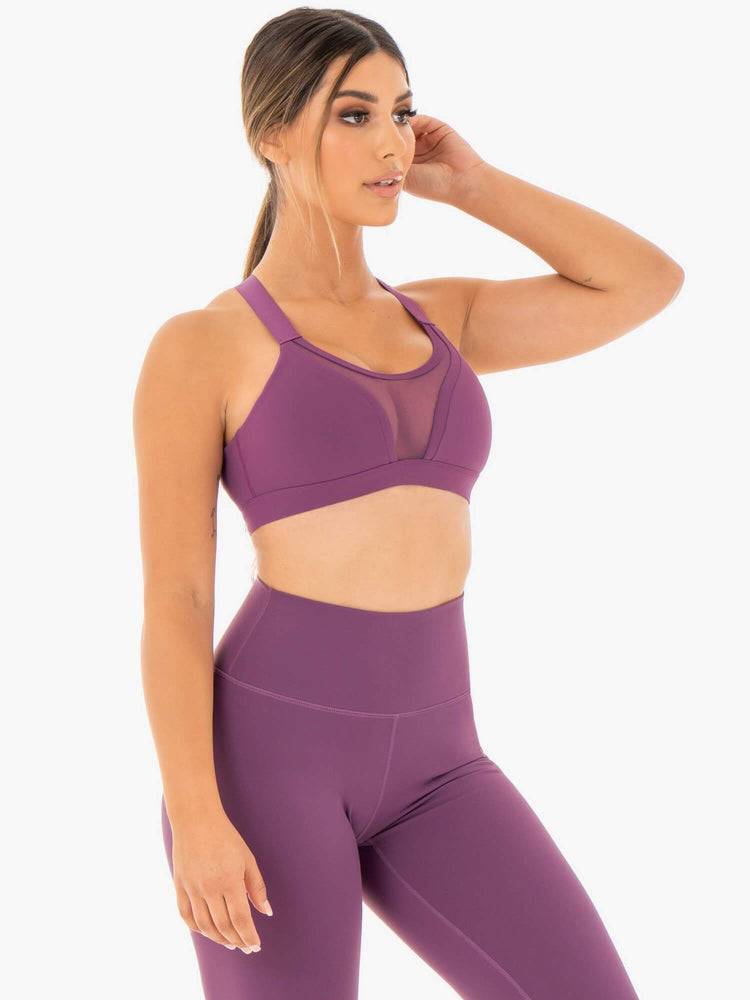 Ryderwear Women Sports Bra Collide Mesh Contour Women's Sports Bra Purple | CA1838XF