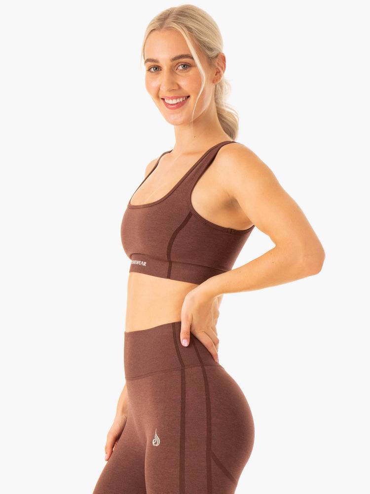 Ryderwear Women Sports Bra Enhance Seamless Women's Sports Bra Chocolate | CA1744TV