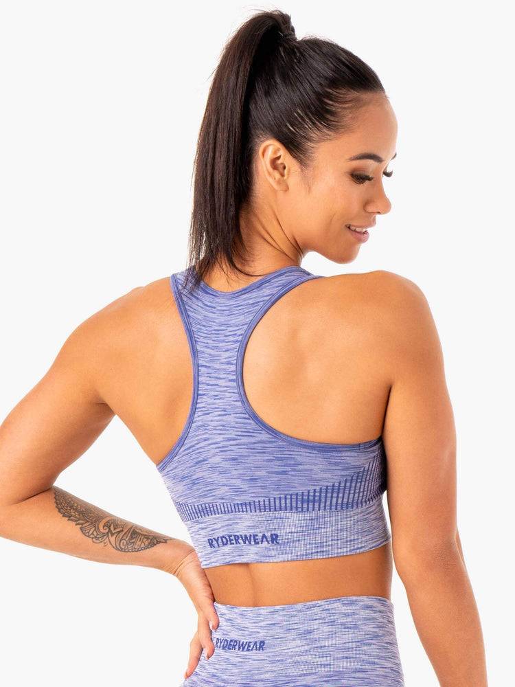 Ryderwear Women Sports Bra Evolve Seamless Longline Women's Sports Bra Blue | CA1785ZG