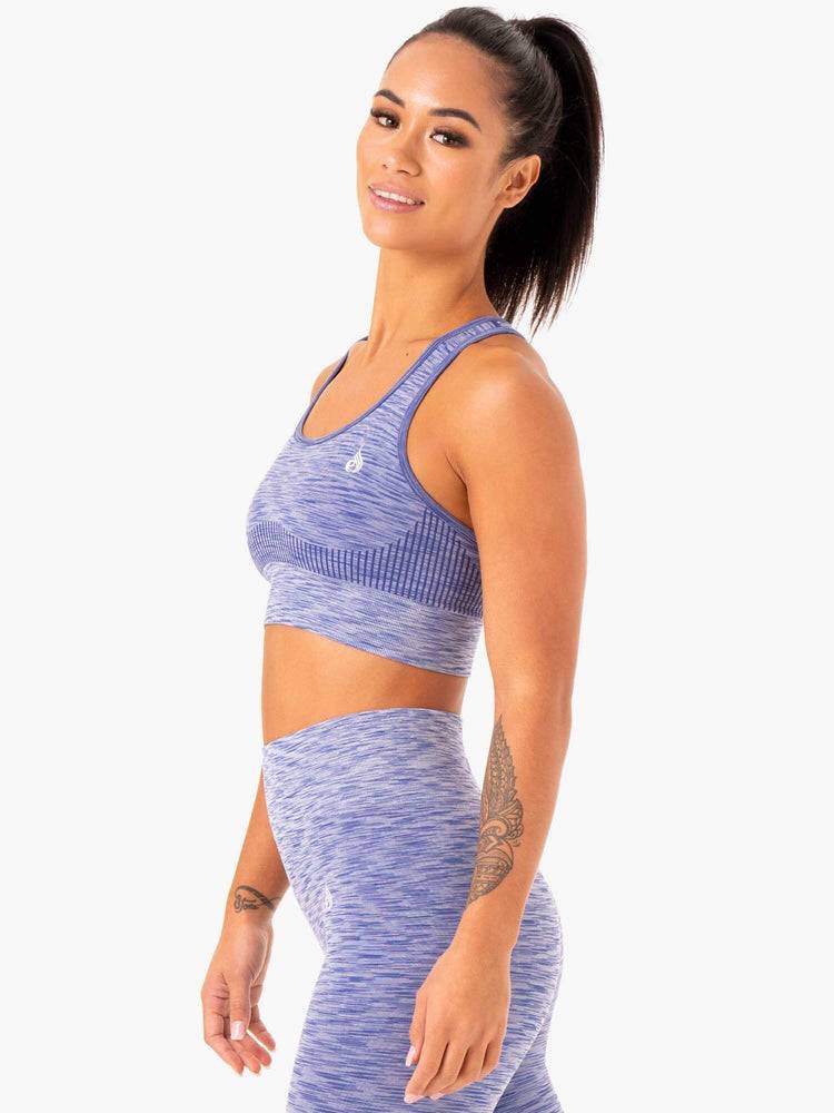 Ryderwear Women Sports Bra Evolve Seamless Longline Women's Sports Bra Blue | CA1785ZG