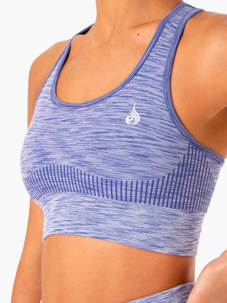 Ryderwear Women Sports Bra Evolve Seamless Longline Women's Sports Bra Blue | CA1785ZG