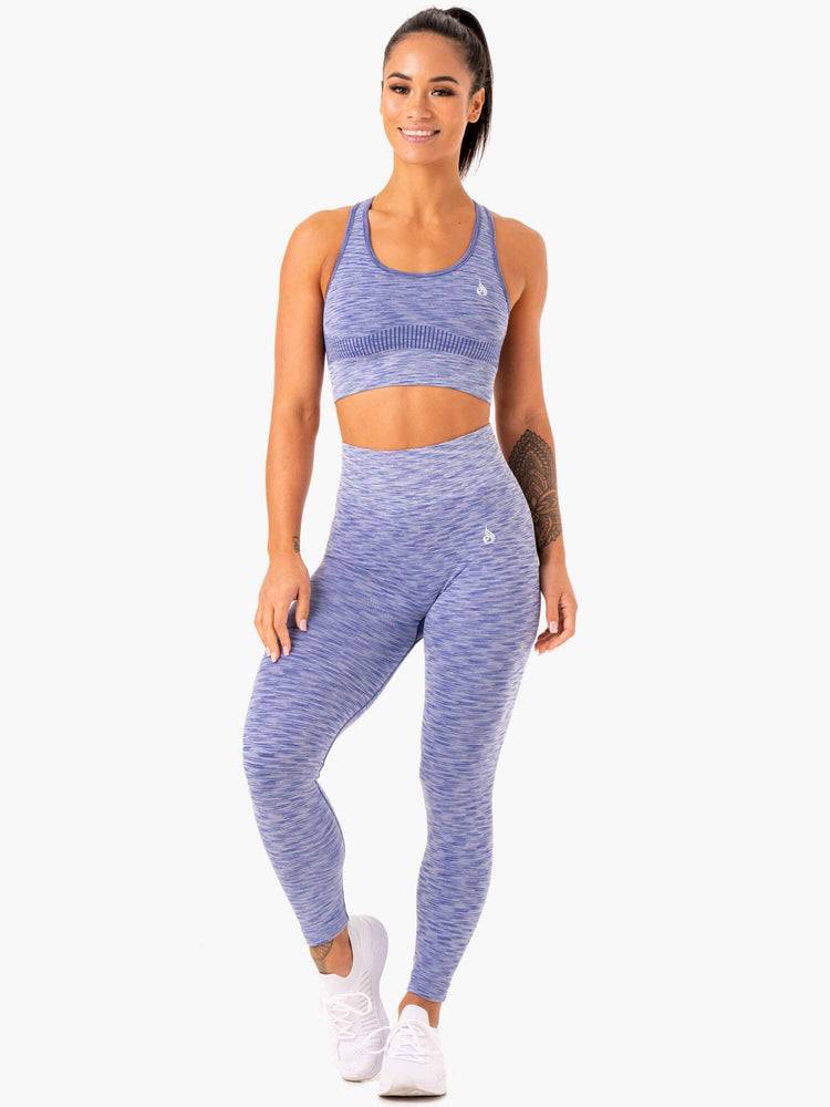 Ryderwear Women Sports Bra Evolve Seamless Longline Women's Sports Bra Blue | CA1785ZG