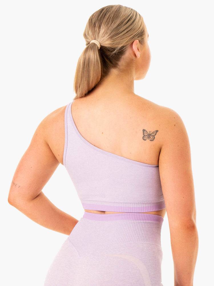 Ryderwear Women Sports Bra Excel Seamless One Shoulder Women's Sports Bra Lavender Marl | CA1828AP