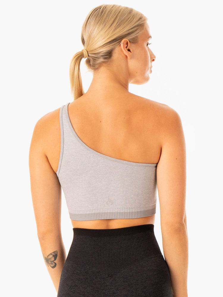 Ryderwear Women Sports Bra Excel Seamless One Shoulder Women's Sports Bra Grey Marl | CA1848TV