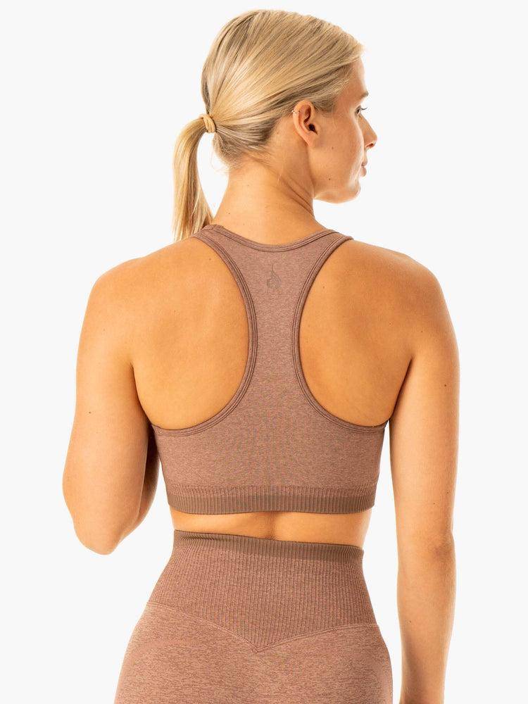 Ryderwear Women Sports Bra Excel Seamless Women's Sports Bra Mocha Marl | CA1867BC