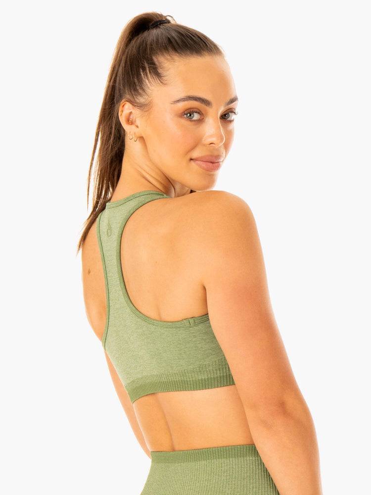 Ryderwear Women Sports Bra Excel Seamless Women's Sports Bra Moss Green Marl | CA1882DN