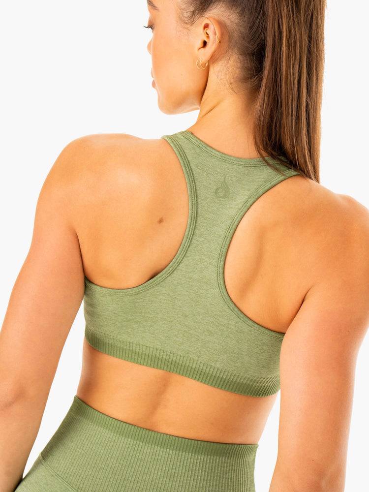 Ryderwear Women Sports Bra Excel Seamless Women's Sports Bra Moss Green Marl | CA1882DN