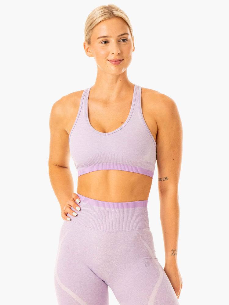 Ryderwear Women Sports Bra Excel Seamless Women's Sports Bra Lavender Marl | CA1890XF