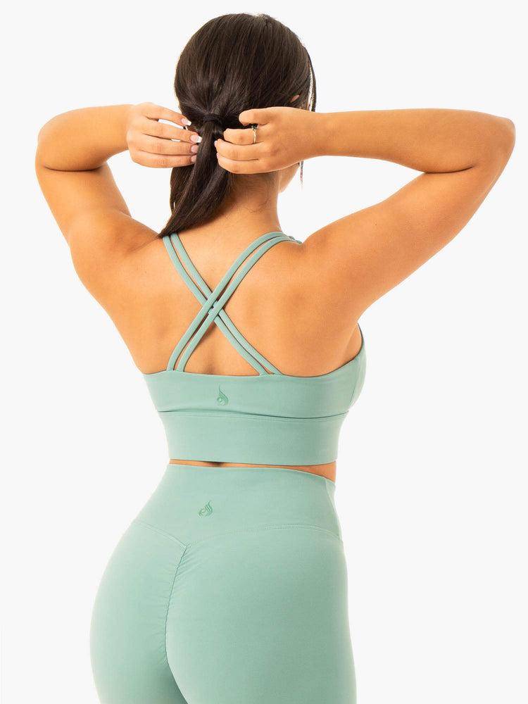 Ryderwear Women Sports Bra Flow Square Neck Women's Sports Bra Green | CA1922QZ