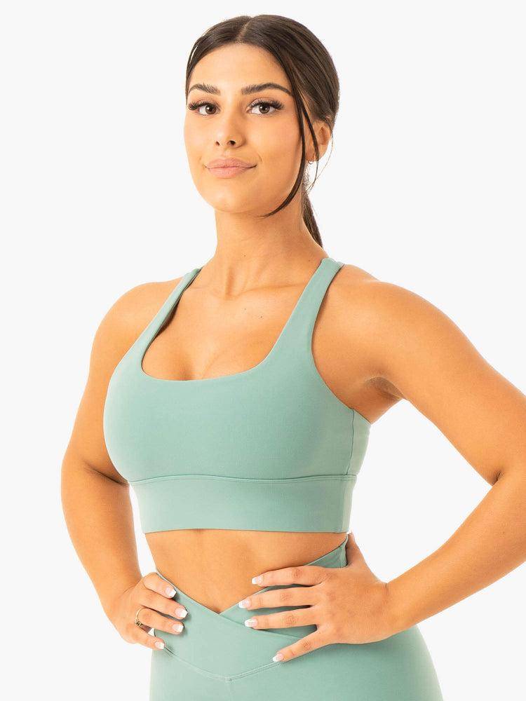 Ryderwear Women Sports Bra Flow Square Neck Women's Sports Bra Green | CA1922QZ