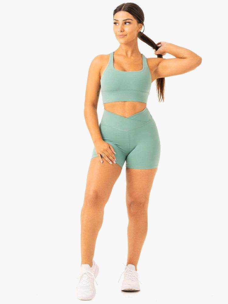 Ryderwear Women Sports Bra Flow Square Neck Women's Sports Bra Green | CA1922QZ