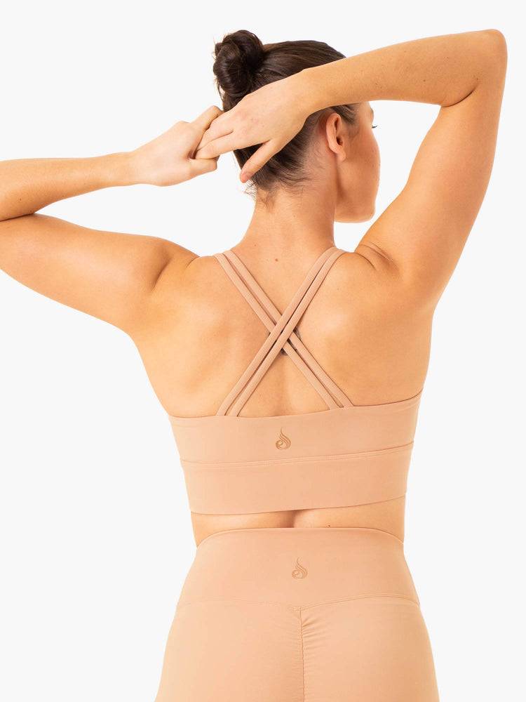 Ryderwear Women Sports Bra Flow Square Neck Women's Sports Bra Tan | CA1934DN