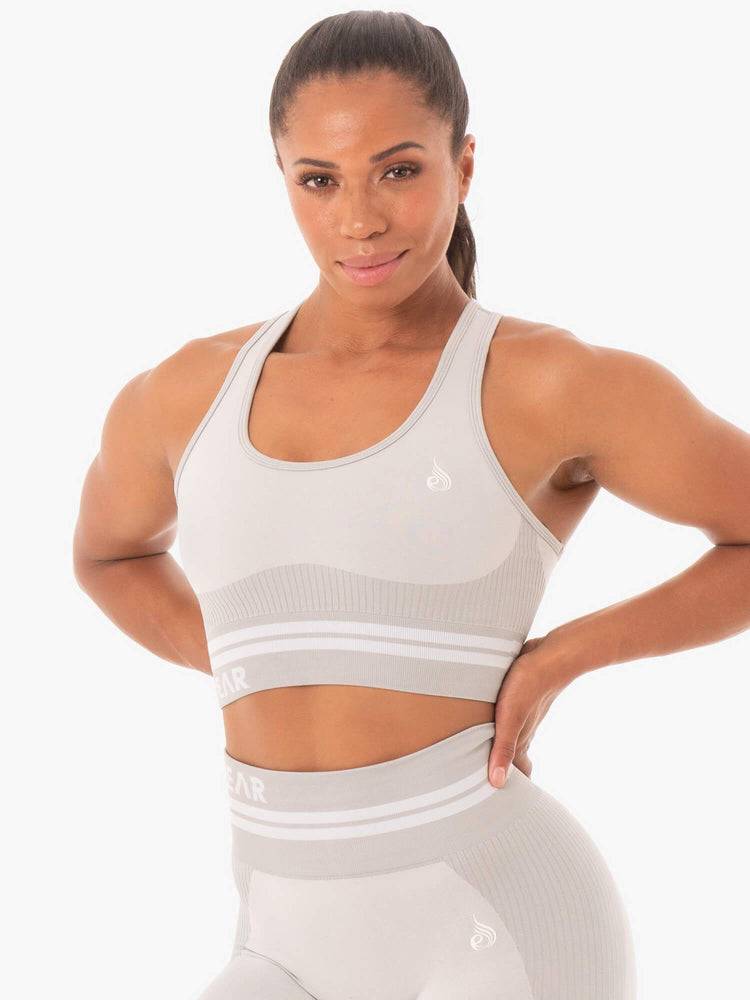 Ryderwear Women Sports Bra Freestyle Seamless Longline Women's Sports Bra Grey | CA1604XF