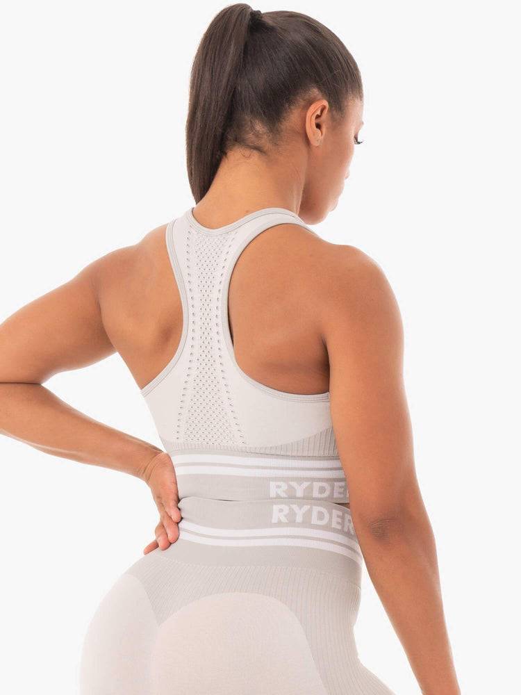 Ryderwear Women Sports Bra Freestyle Seamless Longline Women's Sports Bra Grey | CA1604XF