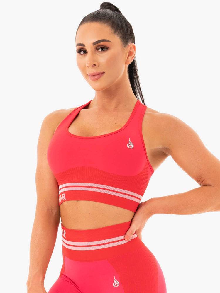 Ryderwear Women Sports Bra Freestyle Seamless Longline Women's Sports Bra Red | CA1608NB