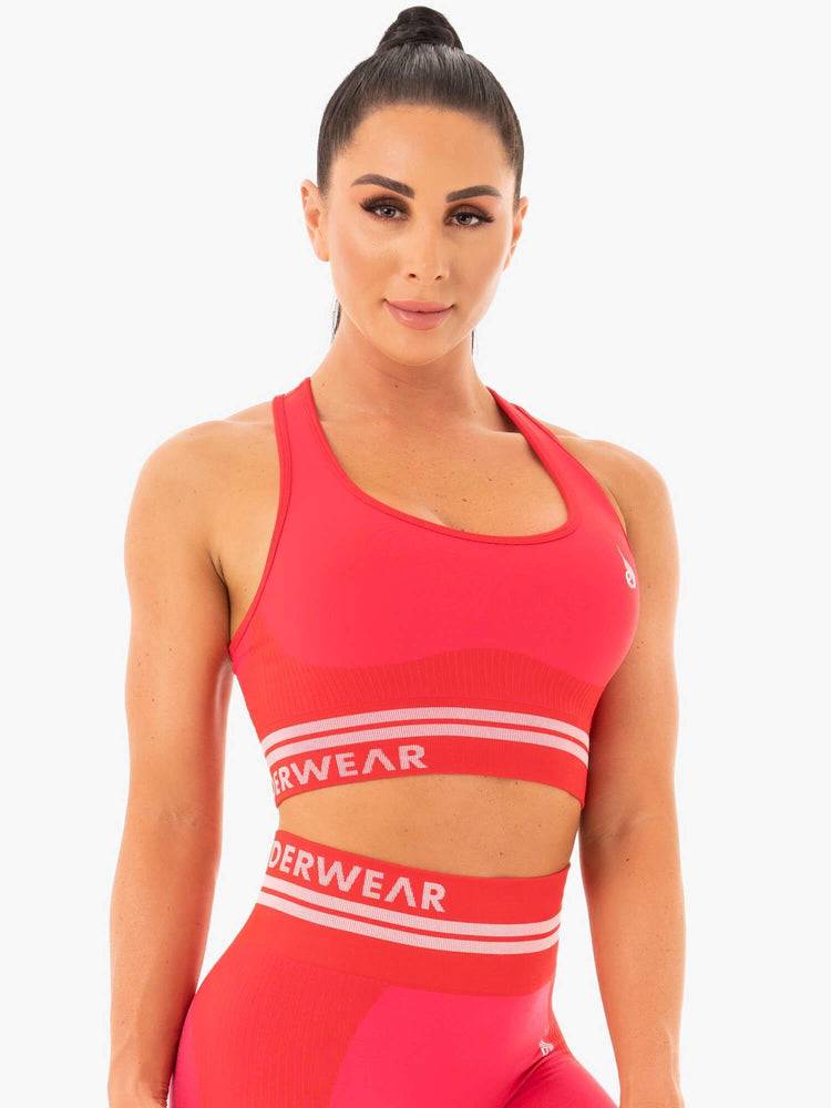 Ryderwear Women Sports Bra Freestyle Seamless Longline Women's Sports Bra Red | CA1608NB