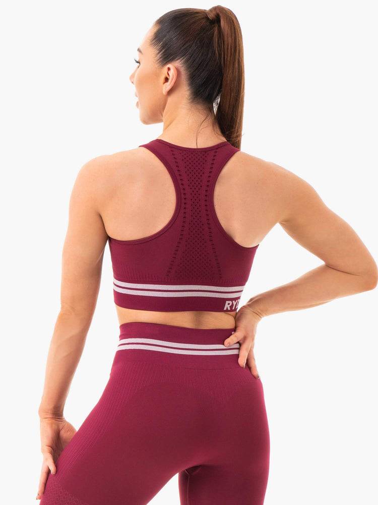 Ryderwear Women Sports Bra Freestyle Seamless Longline Women's Sports Bra Burgundy | CA1614TV