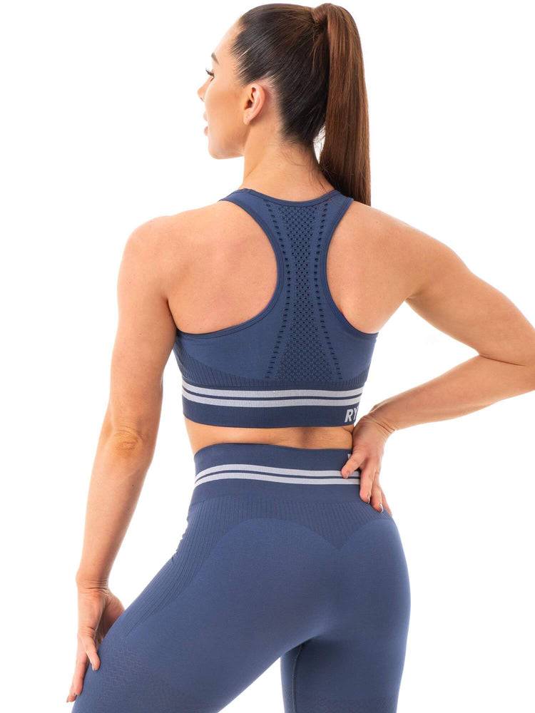 Ryderwear Women Sports Bra Freestyle Seamless Longline Women's Sports Bra Steel Blue | CA1615YU