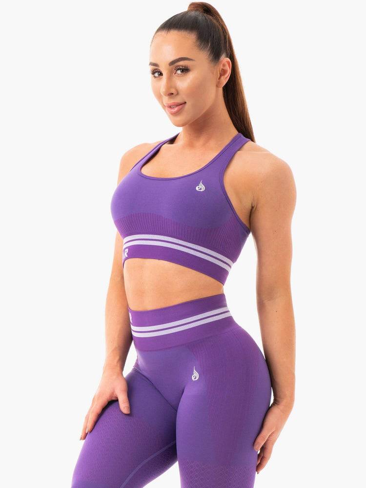 Ryderwear Women Sports Bra Freestyle Seamless Longline Women's Sports Bra Purple | CA1636QZ