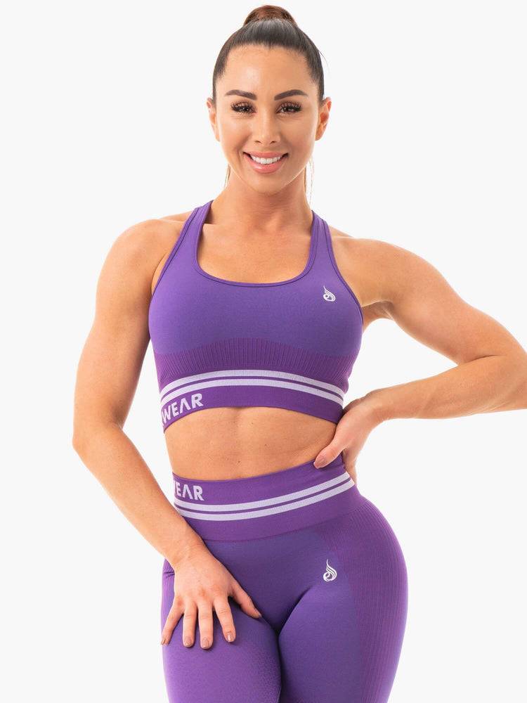 Ryderwear Women Sports Bra Freestyle Seamless Longline Women\'s Sports Bra Purple | CA1636QZ