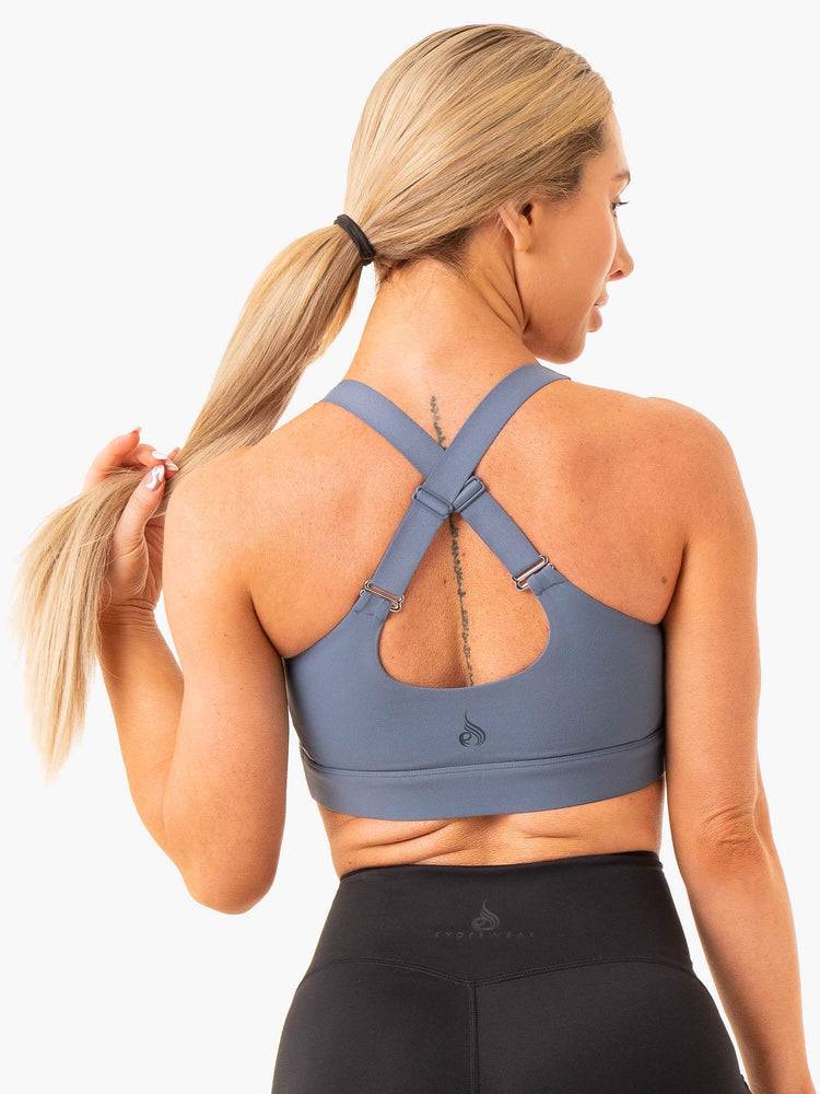 Ryderwear Women Sports Bra Heighten High Impact Women's Sports Bra Steel Blue | CA1863ZG