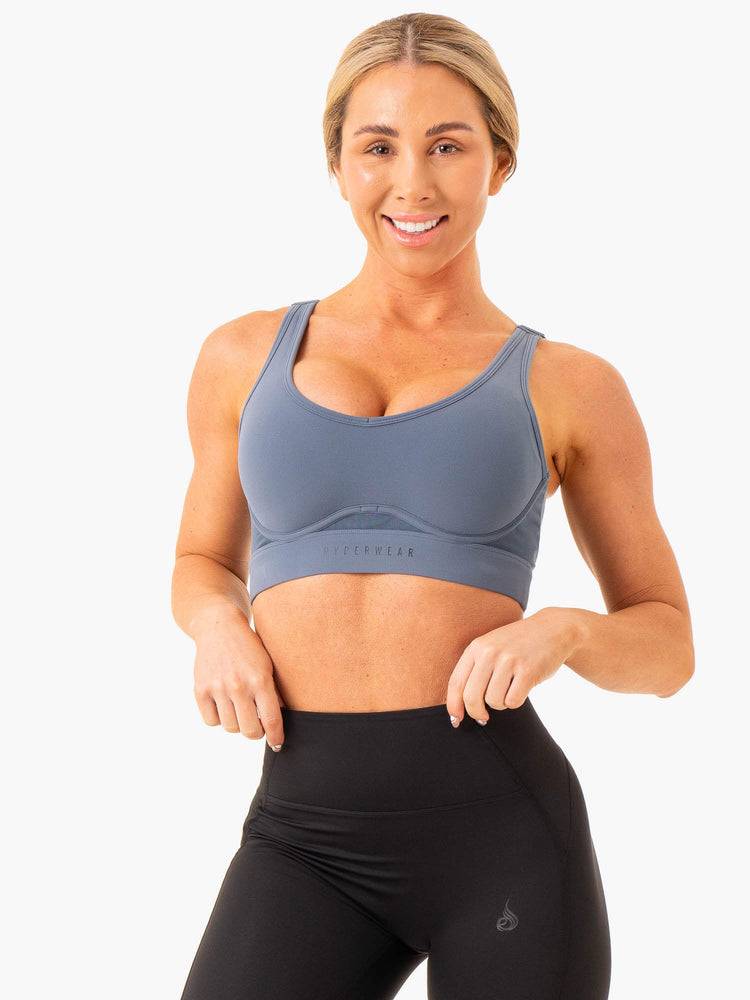 Ryderwear Women Sports Bra Heighten High Impact Women\'s Sports Bra Steel Blue | CA1863ZG