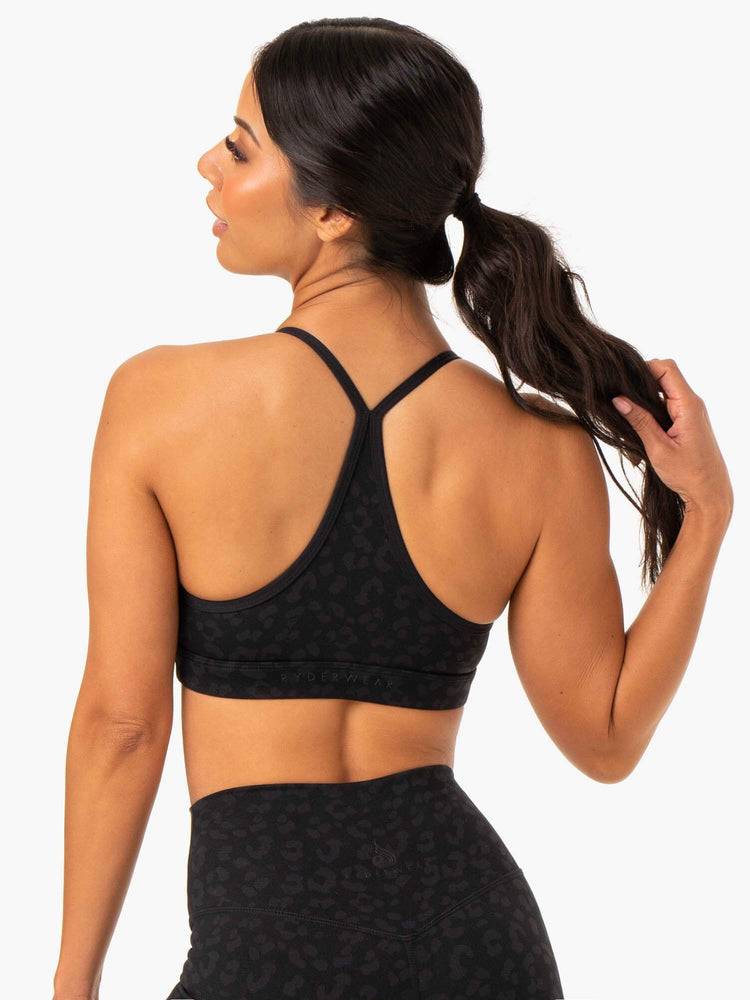 Ryderwear Women Sports Bra Hybrid Women's Sports Bra Black Leopard | CA1651HK