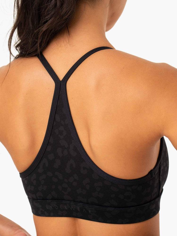 Ryderwear Women Sports Bra Hybrid Women's Sports Bra Black Leopard | CA1651HK