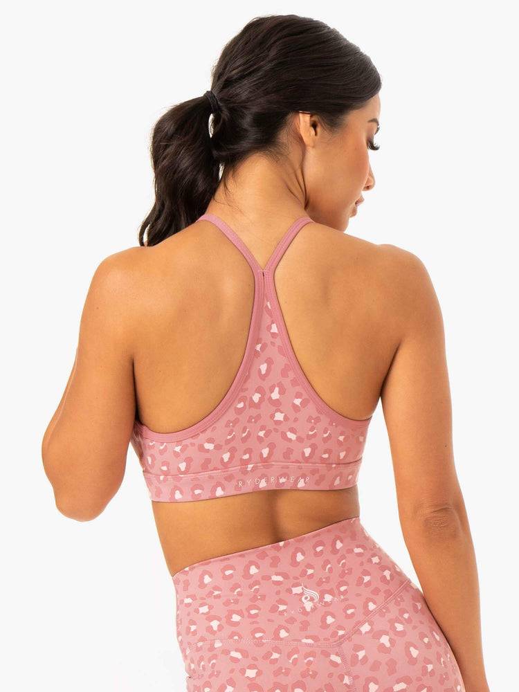 Ryderwear Women Sports Bra Hybrid Women's Sports Bra Pink Leopard | CA1705KI