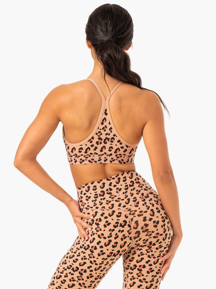 Ryderwear Women Sports Bra Hybrid Women's Sports Bra Tan Leopard | CA1767WY