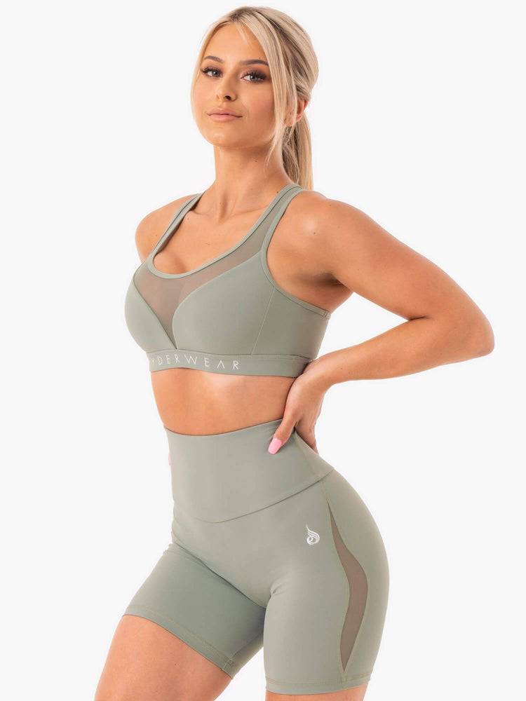 Ryderwear Women Sports Bra Hype Mesh Women's Sports Bra Sage | CA1768EX