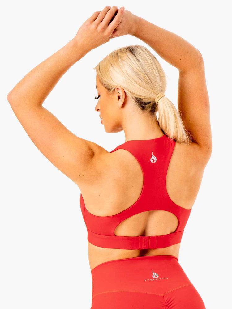 Ryderwear Women Sports Bra Knockout Racer Back Women's Sports Bra Red | CA1735CE