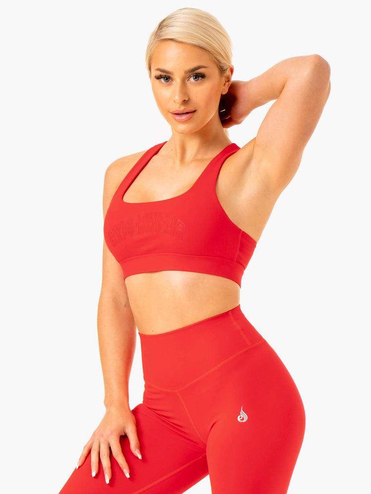 Ryderwear Women Sports Bra Knockout Racer Back Women's Sports Bra Red | CA1735CE