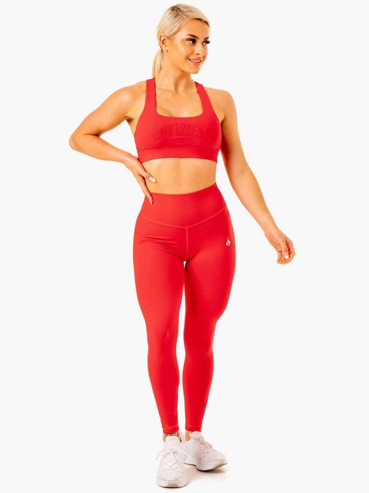 Ryderwear Women Sports Bra Knockout Racer Back Women's Sports Bra Red | CA1735CE