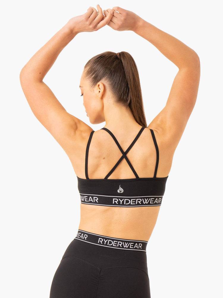 Ryderwear Women Sports Bra Level Up V-Neck Women's Sports Bra Black | CA1822TV