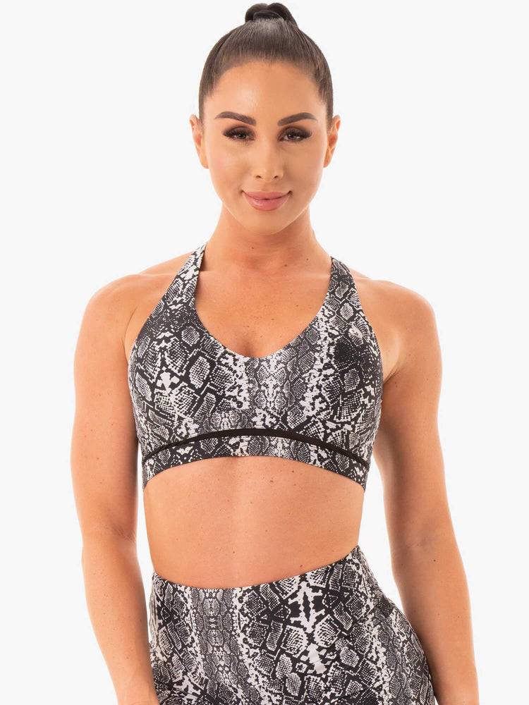 Ryderwear Women Sports Bra NEM X RW Women's Sports Bra White Snake | CA1652JJ