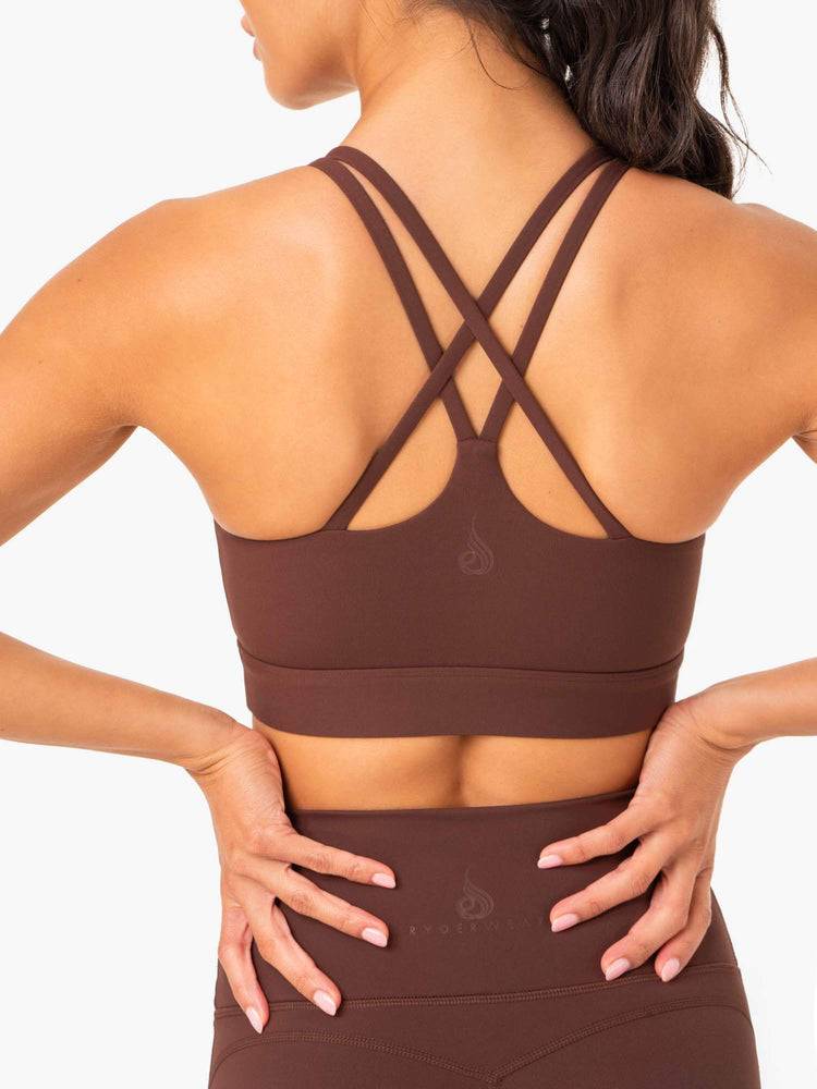 Ryderwear Women Sports Bra NKD Align Women's Sports Bra Chocolate | CA1656XF