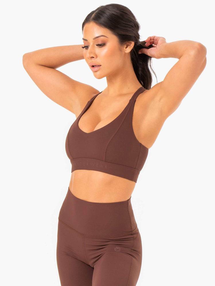 Ryderwear Women Sports Bra NKD Align Women's Sports Bra Chocolate | CA1656XF