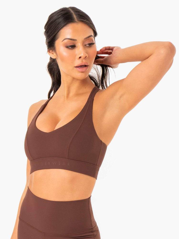 Ryderwear Women Sports Bra NKD Align Women's Sports Bra Chocolate | CA1656XF