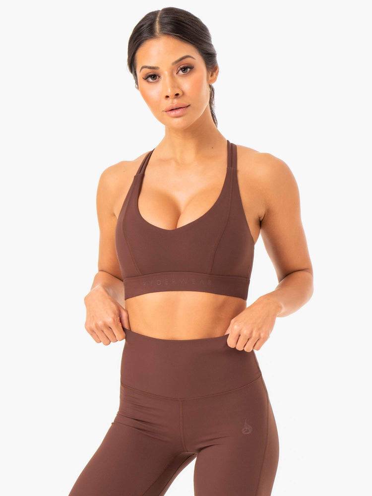 Ryderwear Women Sports Bra NKD Align Women\'s Sports Bra Chocolate | CA1656XF