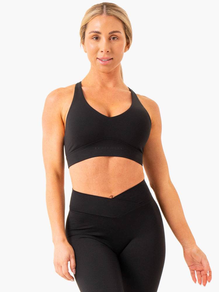 Ryderwear Women Sports Bra NKD Cross Over Women's Sports Bra Black | CA1809KI