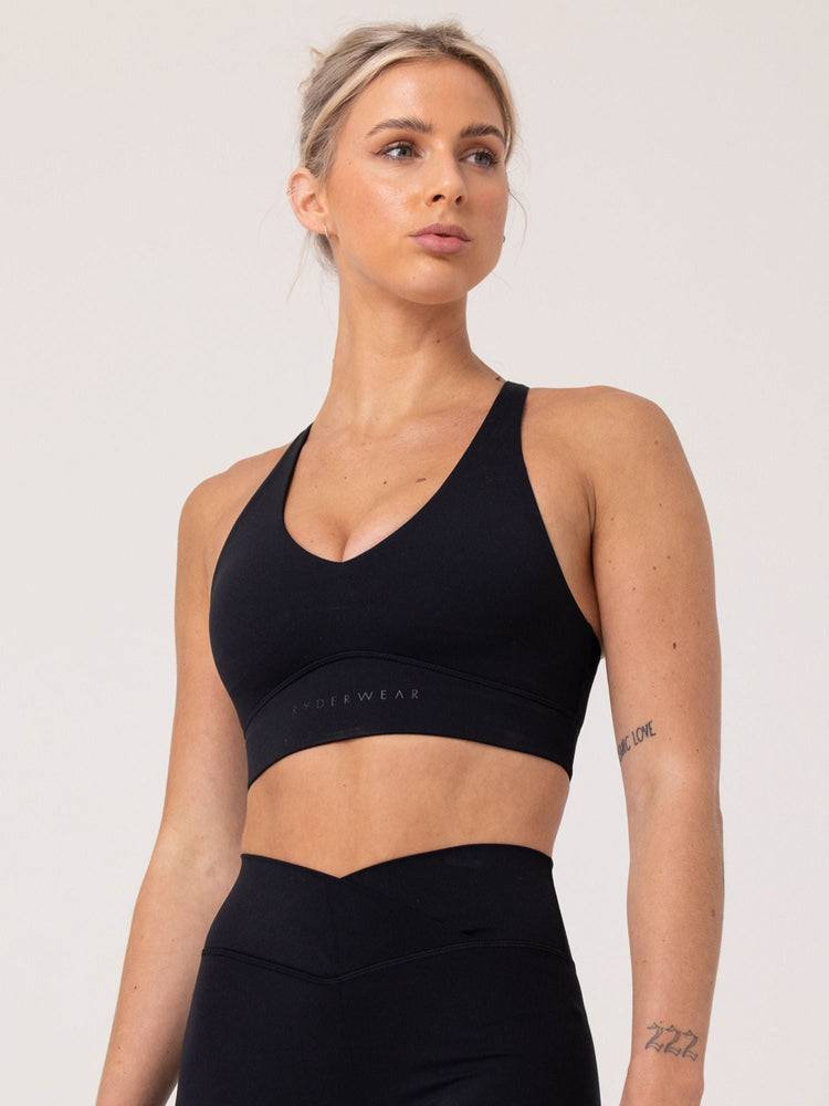 Ryderwear Women Sports Bra NKD Cross Over Women\'s Sports Bra Black | CA1809KI