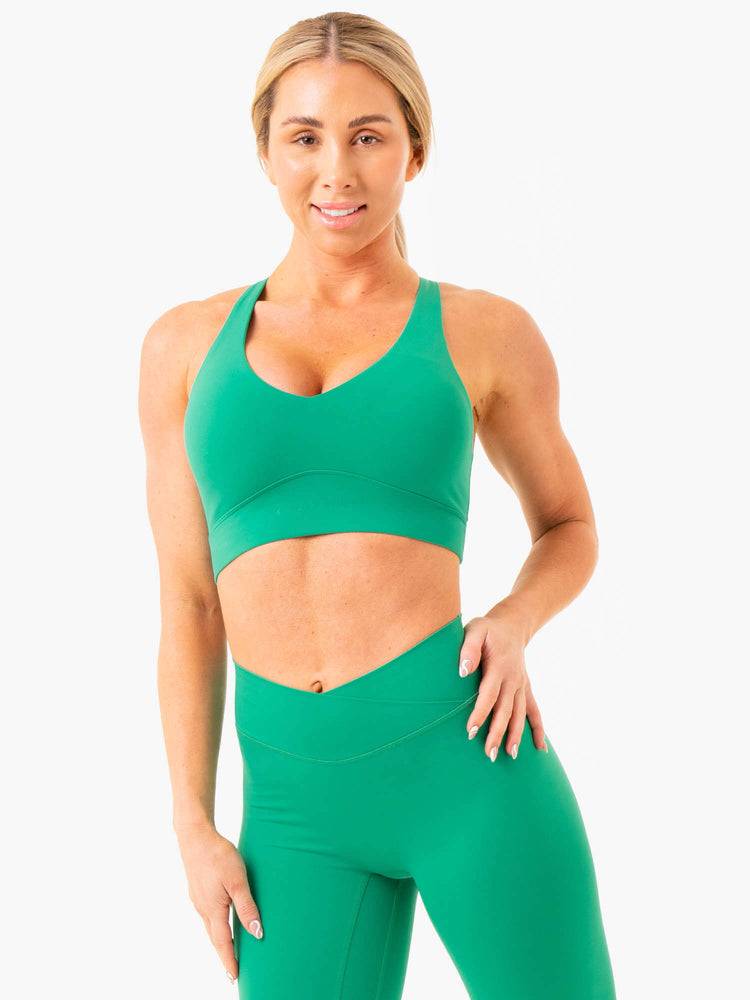 Ryderwear Women Sports Bra NKD Cross Over Women's Sports Bra Green | CA1866VD