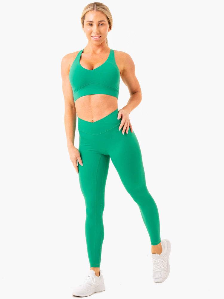 Ryderwear Women Sports Bra NKD Cross Over Women's Sports Bra Green | CA1866VD